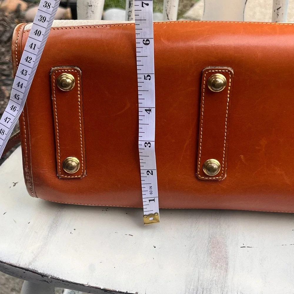 Vintage Dooney Bourke AWL Bone Tan Leather Satchel Crossbody USA Made Bag - Picture 12 of 13